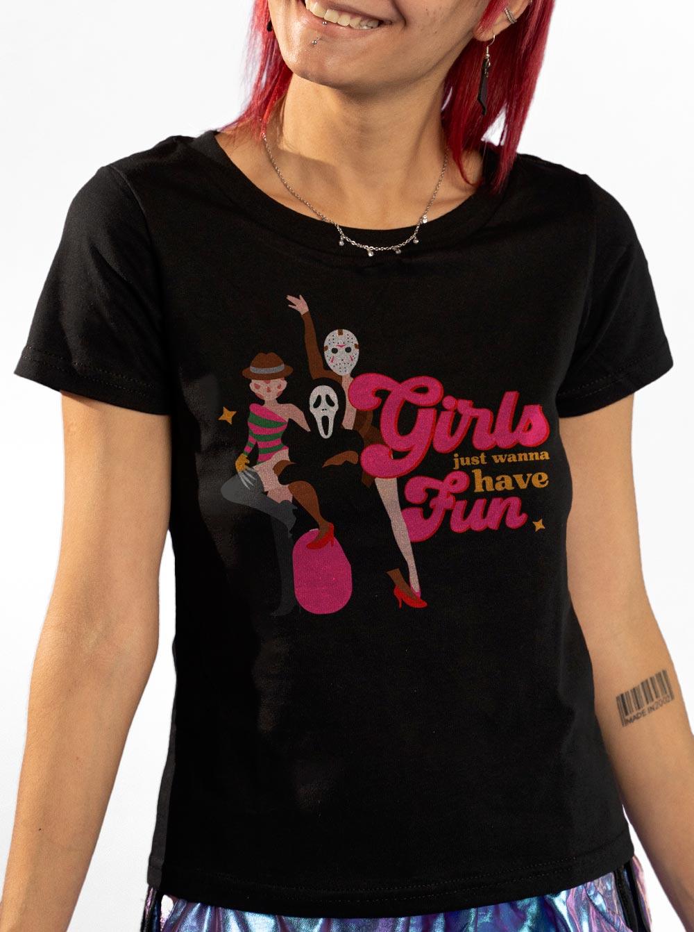 Baby Look Girls Just Wanna Have Fun Rebobina - Cápsula Shop