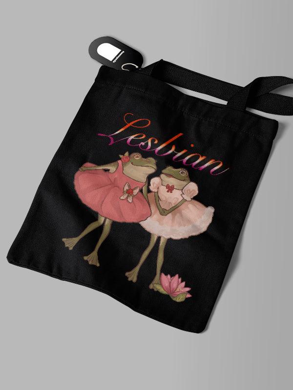 Ecobag Preta Sapinhos do Orgulho Lesbian Mochi Moon - Cápsula Shop