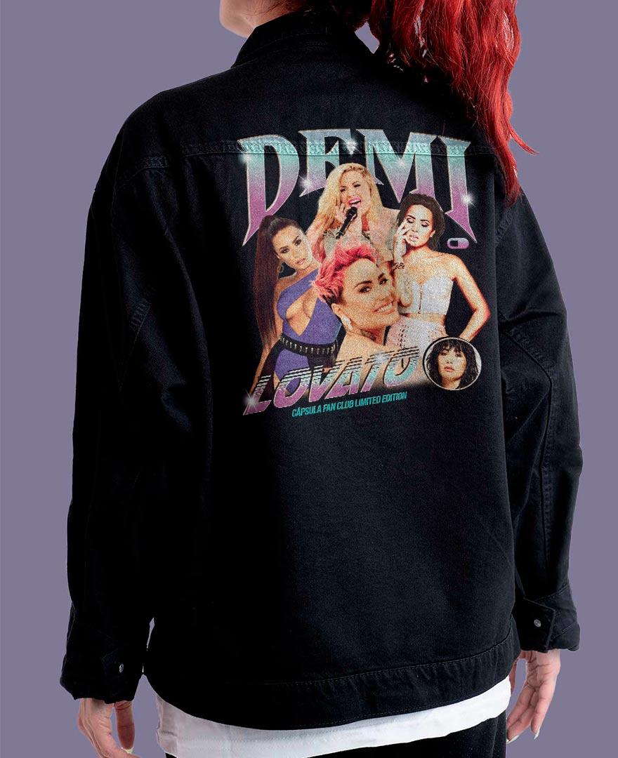 Jaqueta Jeans Preta Oversized Unissex Demi Lovato Fan Club - Cápsula Shop