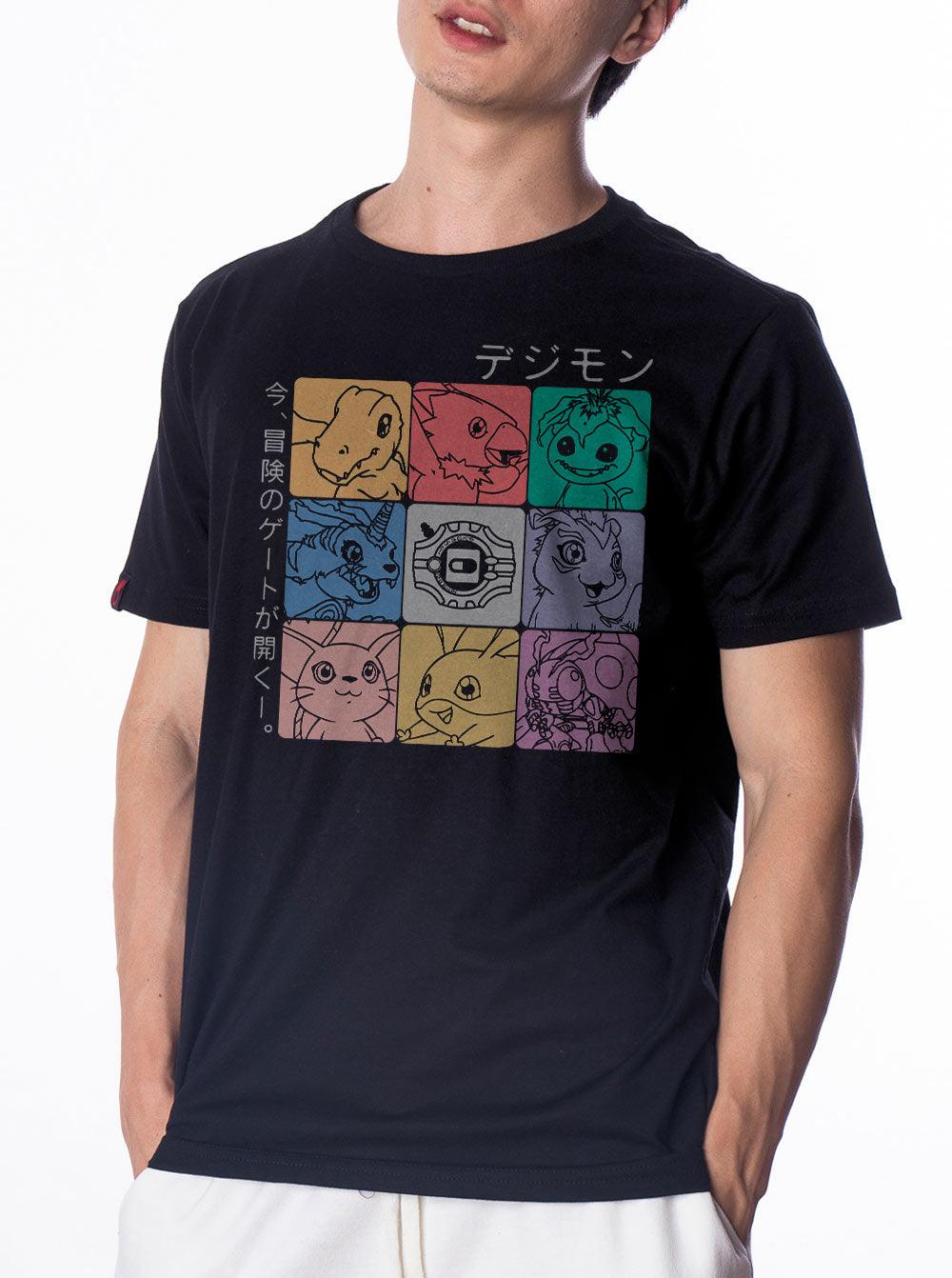 Camiseta Digimon Cores - Cápsula Shop