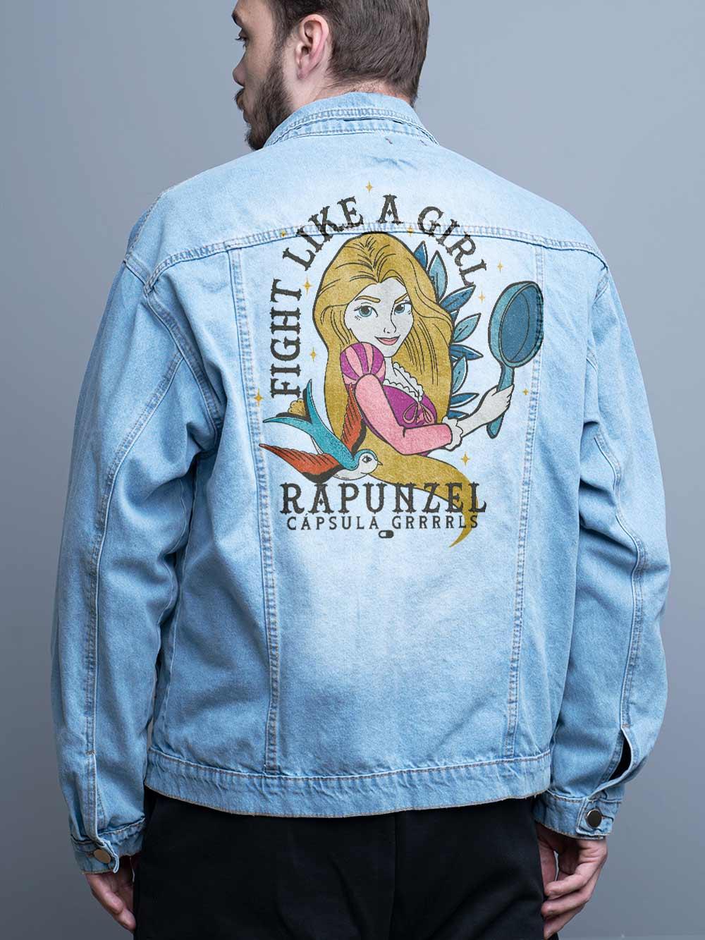 Jaqueta Jeans Oversize Unissex Fight Like a Girl Rapunzel - Cápsula Shop