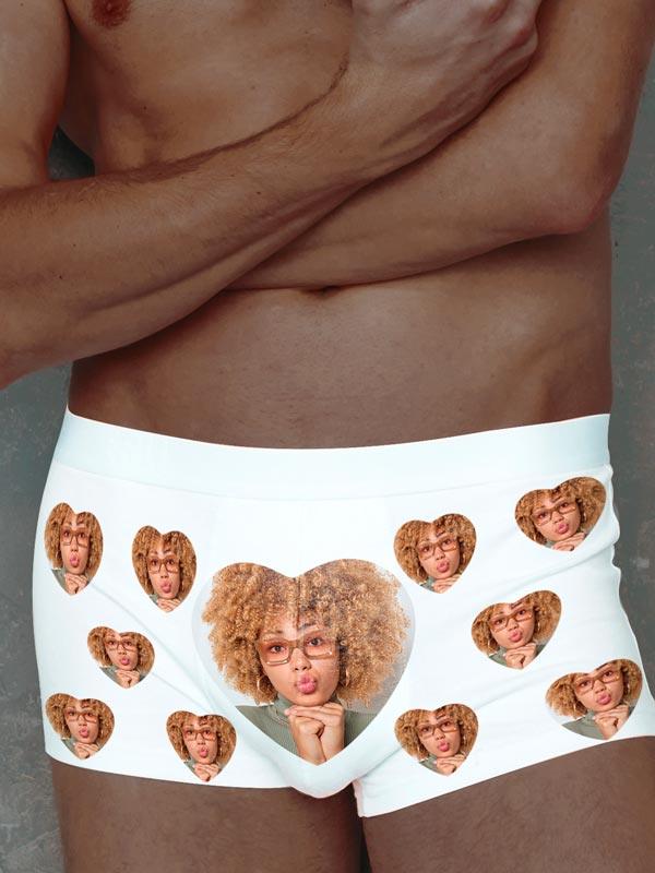 Cueca/Calcinha Boxer Unissex Personalizada Coração - Cápsula Shop